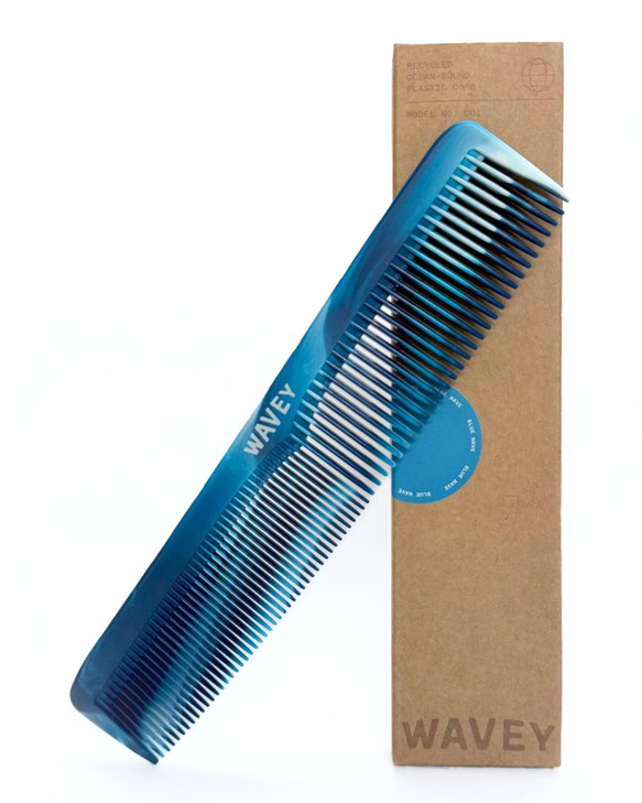 Wavey Quality Hair Comb For Men And Women Recycled Ocean Plastic 7 Inches Length Perfect For Home And Travel Wide And Fine Tooth For Thick