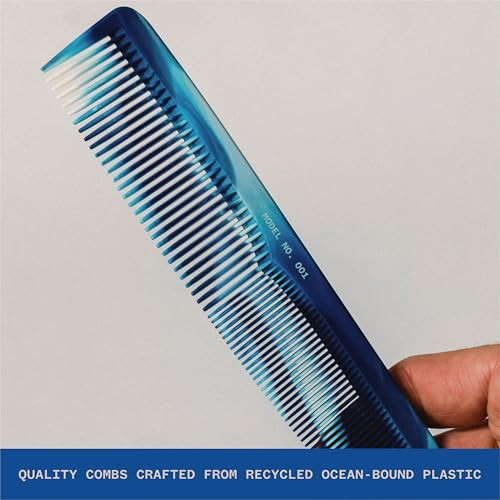 Wavey Quality Hair Comb For Men And Women Recycled Ocean Plastic 7 Inches Length Perfect For Home And Travel Wide And Fine Tooth For Thick