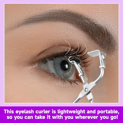 Mbaiyo Mini Eyelash Curler 2 Pack Small Metal Silicone Pad Lash Curler