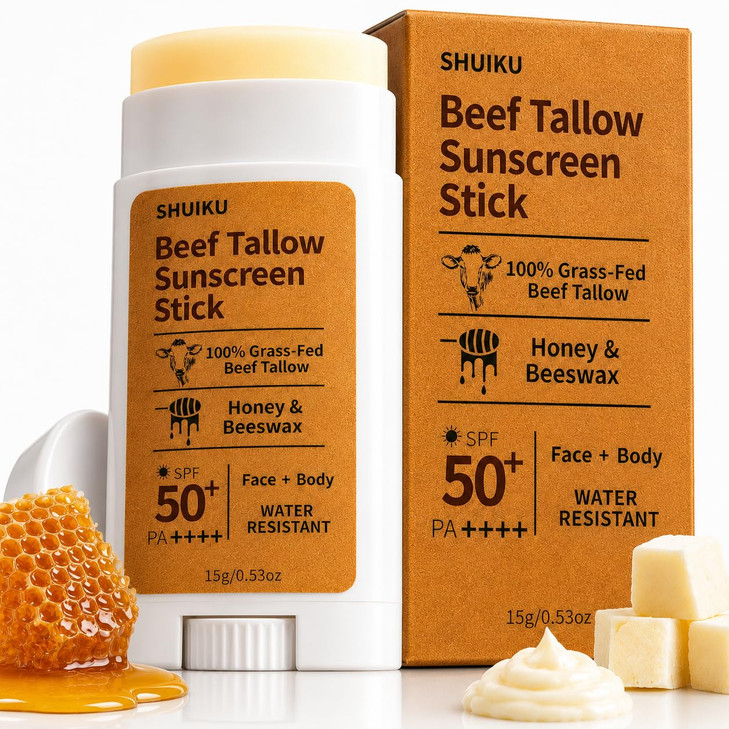 Beef Tallow Sunscreen Organic Stick Spf 50 Non Nano Zinc Oxide Tallow Based Mineral Sunscreen With Honey And Beeswax For Face And Body Water