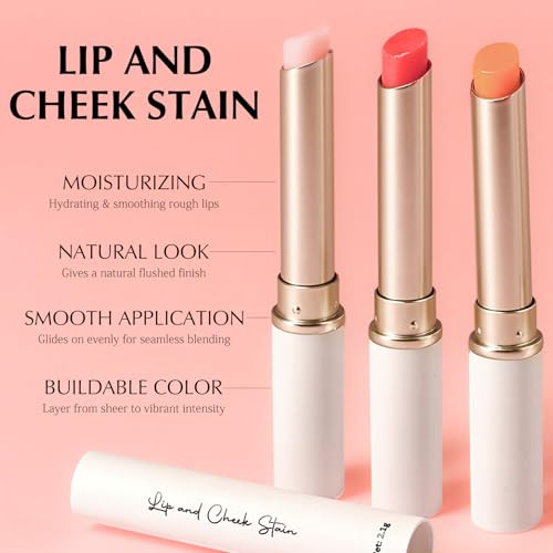Qhosiuli 3 Colors Lip And Cheek Stain Hydrating Lip Tint Long Lasting Custom Color Multi Use Lip And Cheeks Tinted Balm Reduce Fine Lines