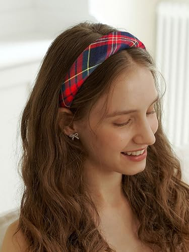 Plaid Headband For Women Teen Girls Padded Thin Head Bands For Womens Hair