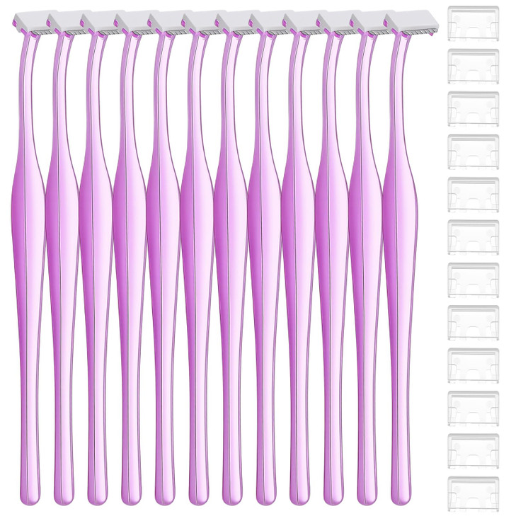 12 Pcs Small Eyebrow Razors T Shape Facial Razor Microblades Facial Hair Removal Eye Brow Razors With Protective Cover Mini Face Shavers For