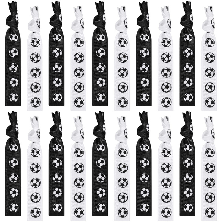 Hanaive 20 Pcs Soccer Hair Ties Elastic Ponytail Holders No Crease Soccer