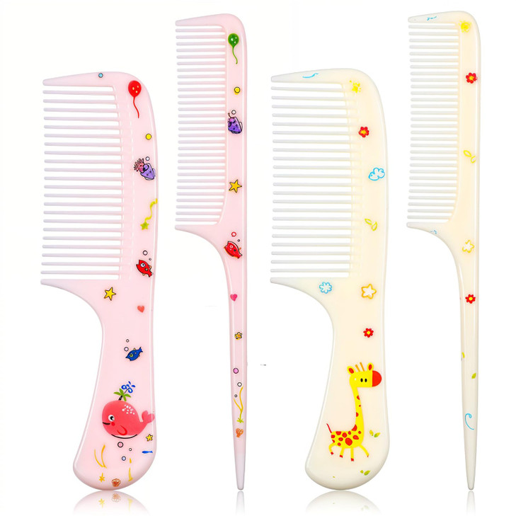 Giantree 4Pcs Baby Hair Comb Kids Hair Brush Set For Girls Boys Cute Hairs Comb Set Toddler Hairs Comb Mini Comb Rat Tail Hairs Styling For