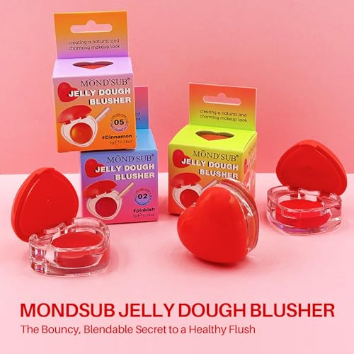 Mondsub Jelly Dough Blusher 02 Pinkish Soft Pudding Cream Blush Buildable And Blendable Flush Lightweight Vegan Formula For Cheeks And Eyes