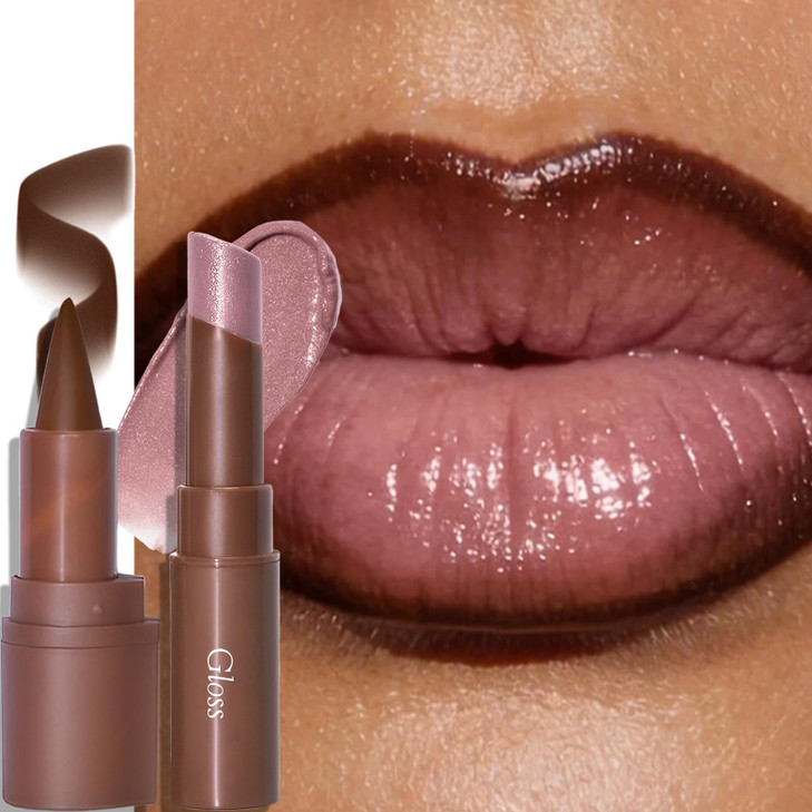 Wugbc Brown Lip Liner With Tinted Lip Balm Hydrating Non Sticky Plumping Lip Kit For Women Nourishing Lightweight Matte Lip Liner And Nude