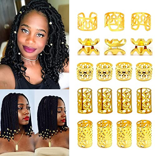 Leileixi 100 Pcs Gold Dreadlock Locs Accessories For Hair Hair Jewelry For Braids Hair Rings For Women And Girls Adjustable Cuffs Braiding
