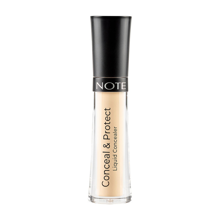 Note Cosmetique Conceal And Protect Liquid Concealer Make Up Under Eye Concealer For Blemishes Face Makeup 03 Soft Sand 0.2 Oz