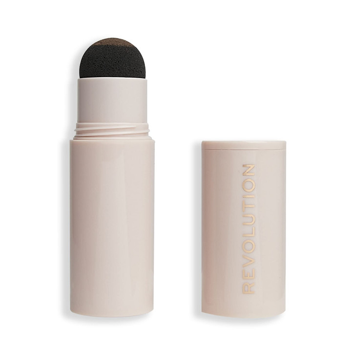 Revolution Brow Powder Stamp And Stencil Kit Brow Shaping Tool Medium Brown Includes Brow Stencils