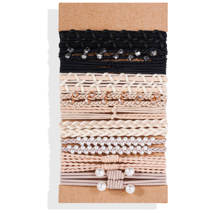 Lolalet Hair Ties Bracelet Boho Elastics Bands Soft Braided Thick Ponytail Holder For Thin Long Curly Hair 20 Pcs Style C