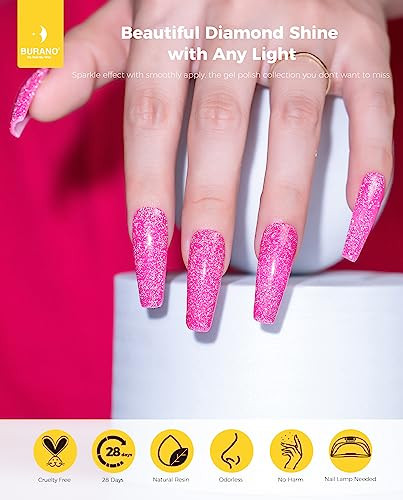 Burano Hot Pink Reflective Glitter Gel Polish Holographic Gel Polish Sz9