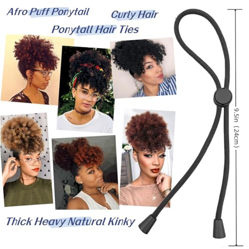 Adjustable Hair Ties For Thick Curly Hairstyles Afro Puffs Ponytails Locs Pineapples For Black Women And Girls Pack Of 6
