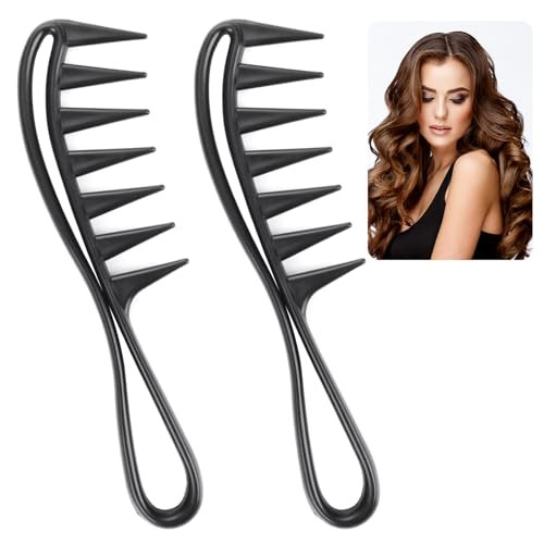 2Pcs Large Wide Tooth Comb Curl Wavy Combs Professional Hair Care Anti Static Durable Comb Hair Styling Accessories Hairstyle Tool For Long