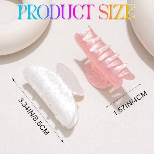 Cakure Acrylic Claw Clip White Hair Clips Medium Hair Claw Clips Hair Accessories For Women And Girls Pack Of 2