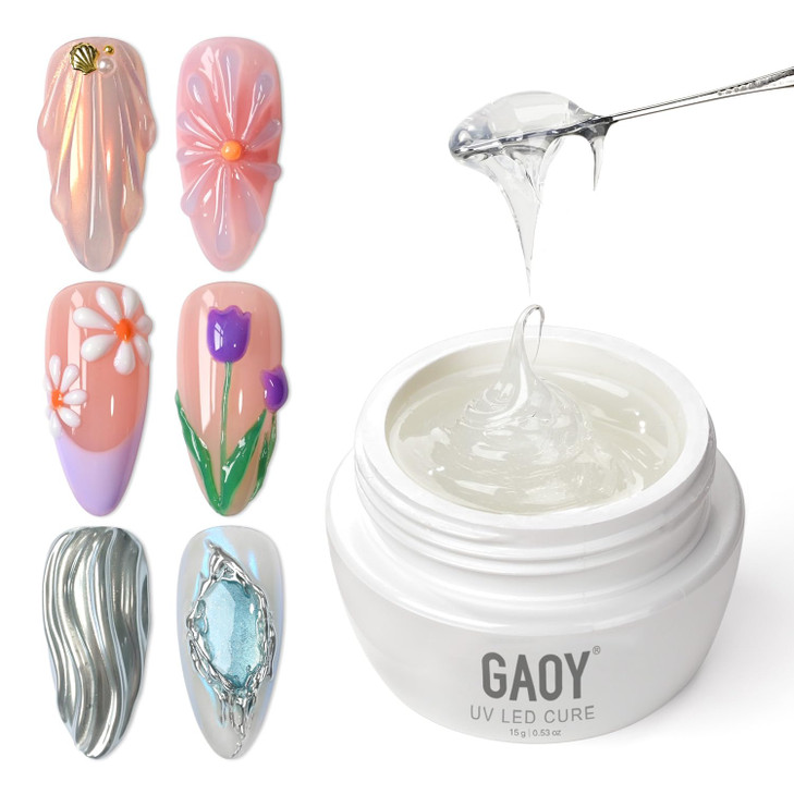 Gaoy 3D Sculpting Gel For Nail Art Chrome Powder And Painting No Wipe