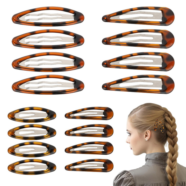 Giantree 16 Pcs Snap Hair Clips 4 Size Classic Tortoise Metal Hair Clips For Women No Slip Hair Barrettes For Women Girls Various Fine And