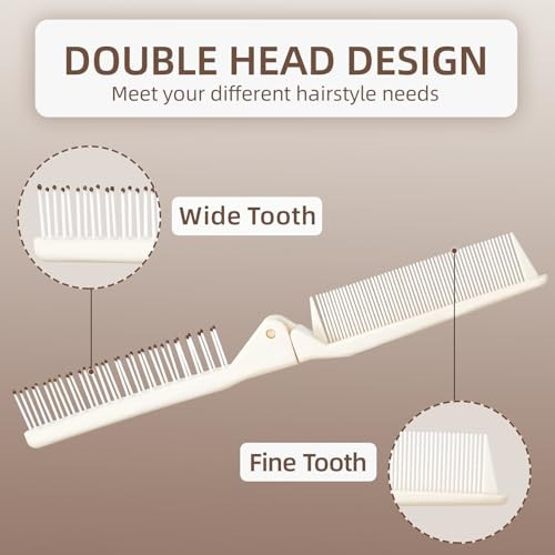 Jurrissa 2 Pack Folding Hair Combs Foldable Comb Brush Combo Mini Protable Folding Brush For Purse Bags Porket Travel Size Hair Comb Small
