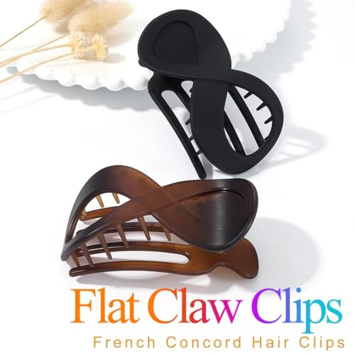 Bartosi Flat Claw Clips French Concord Hair Clips For Thick Hair Flat Hair Accessories For Women And Girls Pack Of 2