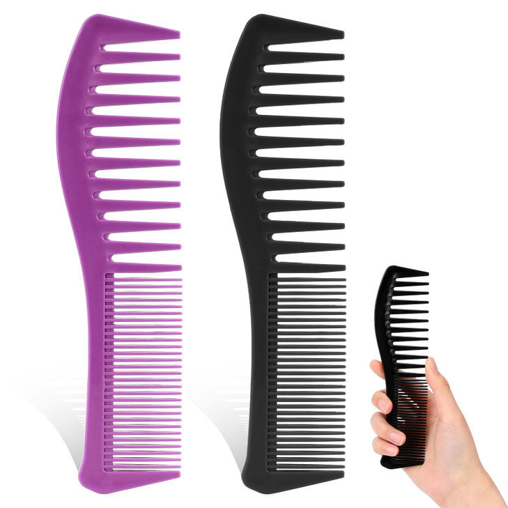 Plastic Comb All Purpose Hair Grooming Set 2 Pack Double Sided Barber Combs 7.1 Inch Plastic For Men And Women Wide And Fine Tooth For