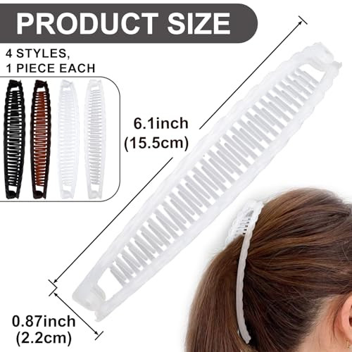 Winsyison 4Pcs Banana Hair Clips Non Slip Large Hair Claws For Women Classic Double Combs Hairpin Accessories For Thick Thin Fine Curly