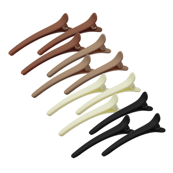 Matte Duckbill Styling Hair Clips 3.07 Inch No Crease Sectioning Barrettes For Women And Girls Hair Accessories In 4 Colors 12 Pack