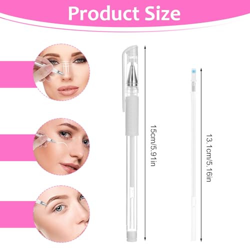 Mabor Brow Mapping Pen 4Pcs Eyebrow Microblading Marker Pens With 8 Replacement Refills Brow Position Mapping Pencil White And Pink Eyebrow