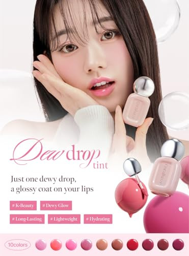 Coralhaze Dew Drop Tint 204 Rare 4.5G Glossy Lightweight Lip Stain Glass Like High Shine Moisturizing Lip Oil Long Lasting Color Hydrating
