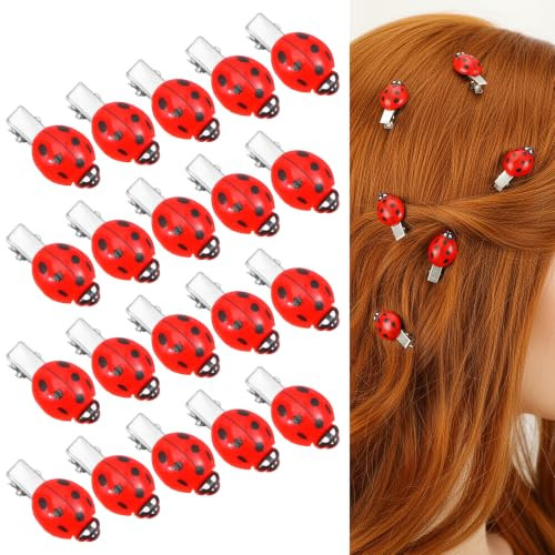 20 Pcs Ladybug Hair Clips Fun Animal Hair Clips For Teen Girls Women Cute Lady Bug Barrettes Funky Decorative Whimsical Accessories For Back