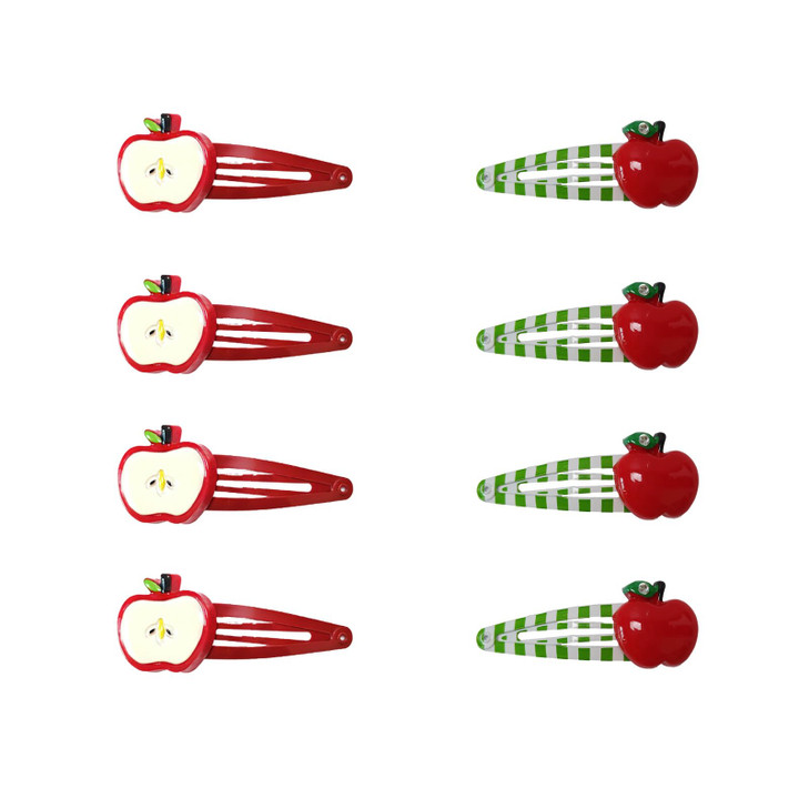 8Pcs Apple Fruit Hair Clips Cute Star Hair Barrettes For Women Kawaii Y2K Apple Hair Accessories Red