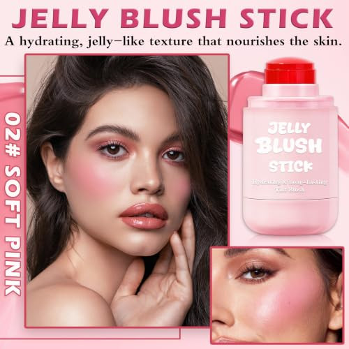 Cooling Water Jelly Tint Lip Cheek Blush Buildable Sheer Makeup Soft Pink