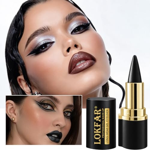 Lokfar 2 Pcs Matte Black Gel Eyeliner Set Cream Eyeliner Stick