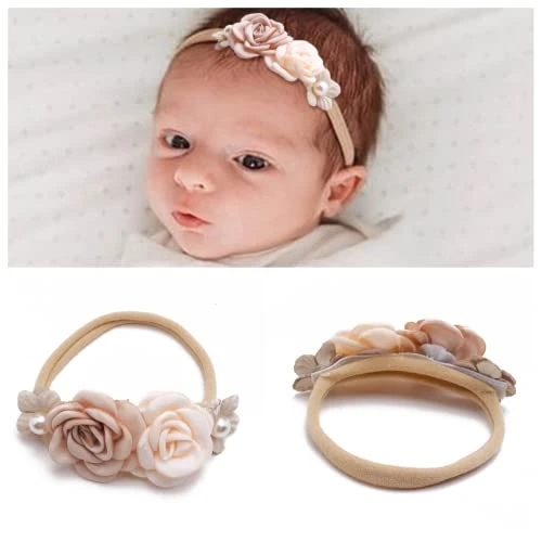 Mligril 6Pcs Baby Headbands Nweborn Flower Hair Bows For Girls Infant Elastic Hair Band Bows Wraps Baby Headband Hair Accessories Gifts For