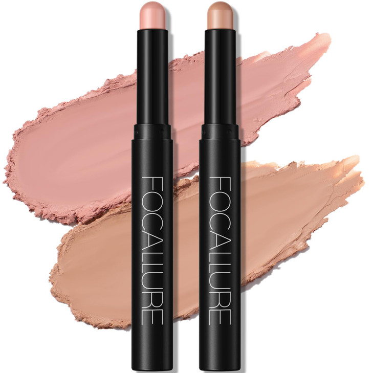 Focallure 2 Pcs Cream Eyeshadow Stick Brightener Eyeshadow Pencil Crayon Highlighter Eye Shadow Stick Sets With Crease Proof Formula Long