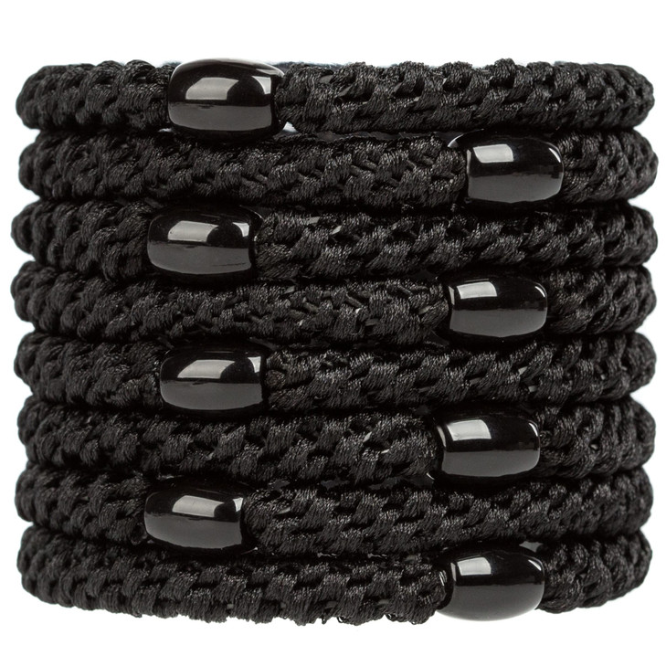 J.Carp 8Pcs Black Hair Ties For Women Girls Elastics Hair Bands Ponytail Holders No Damage No Crease Hair Elastics Perfect For Girls And