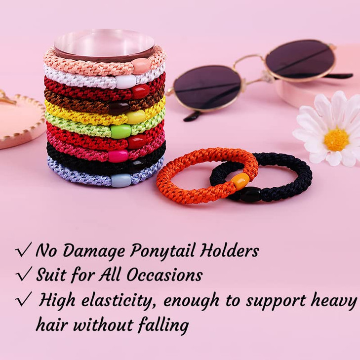 J.Carp 8Pcs Black Hair Ties For Women Girls Elastics Hair Bands Ponytail Holders No Damage No Crease Hair Elastics Perfect For Girls And
