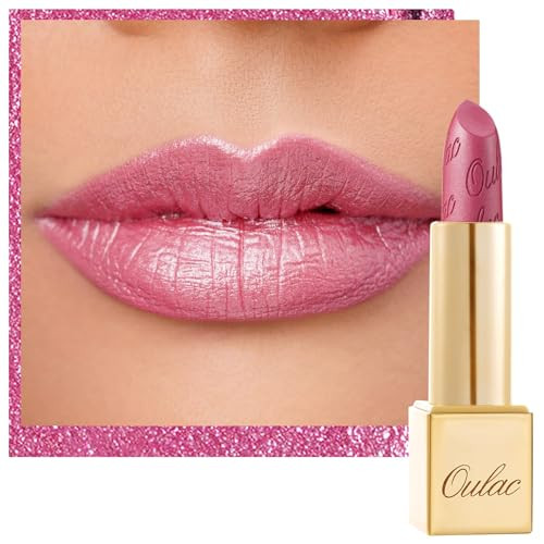 Oulac Pink Lipstick For Women With Metallic 3D Shine Lightweight Hydrating Formula High Impact Lip Color Vegan Beauty Full Coverage Lip