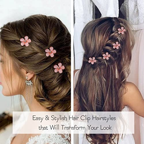 Ahoney 12Pcs Pink Hair Clip Small Claw Clips For Women Mini Flower Girl For Hair Decorations Daisy Hair Clip Bangs Clips Korean Hair