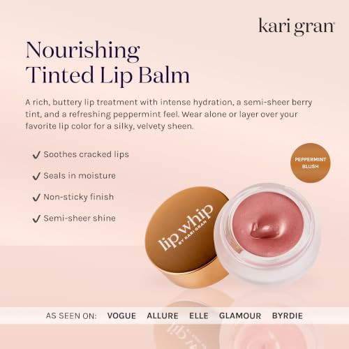 Kari Gran Peppermint Lip Balm For Dry Lips Semi Sheer Tint Blush Pink