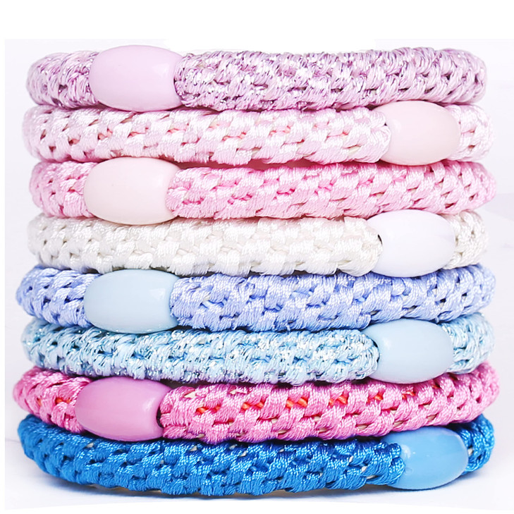 Axen 8Pcs Elastic Hair Tie For Women Girls Cotton Bands Soft Woven Ponytail Holders For Thick Hair And Curly Hair Pastel