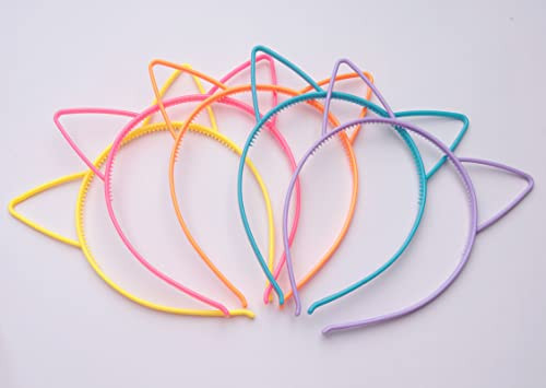 Sowaka 5 Pcs Cat Ear Headband Plastic Cute Multi Color Hair Bands Hair Hoops Headwear Accessories For Women Birthday Parties Decoration