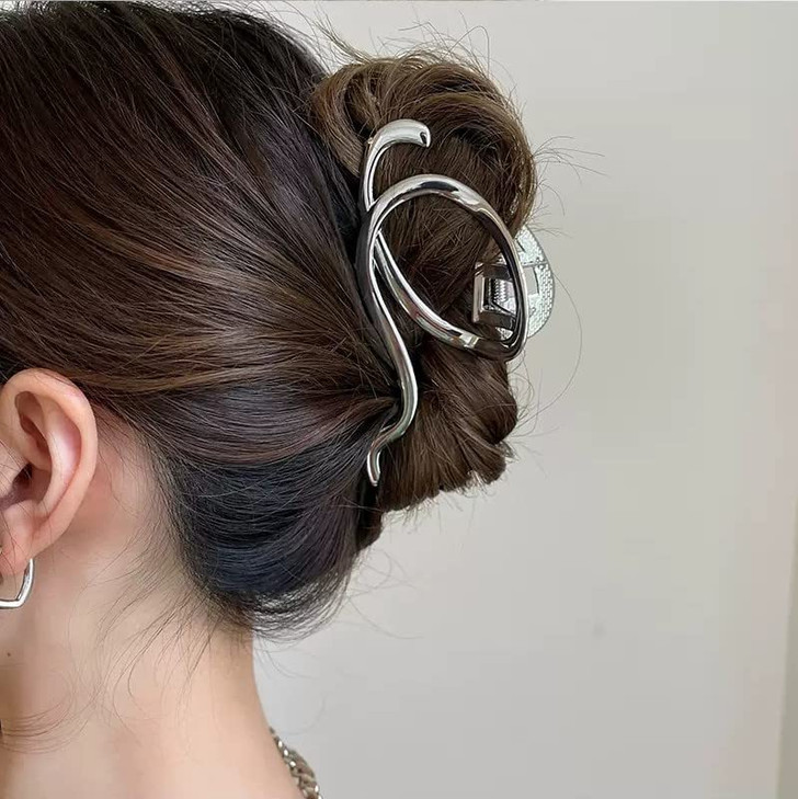 Metal Hair Claw Clips For Thin Hair Large Irregular Hair Clips 4.5 Gold Claw Clip Q Shape Punk Style Hair Claw Clamp Strong Hold Nonslip