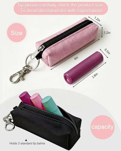 Meiiy Chapstick Holder Lip Balm Sleeve Pouch Lipstick Holder Bag Lip Gloss Holder With Hook Stocking Stuffers Gift For Women 2Pcs