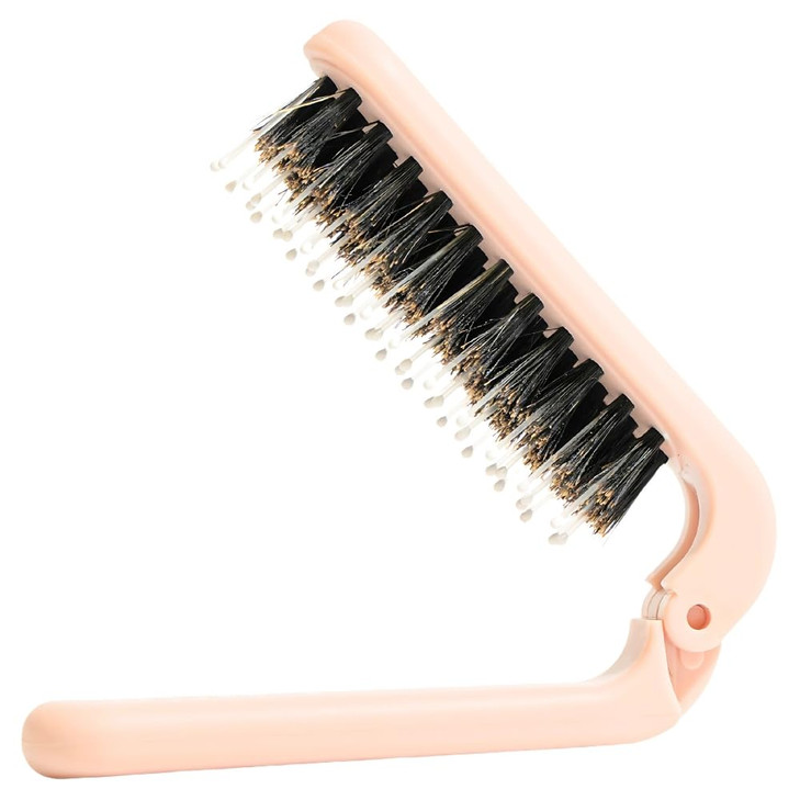 Uffy Minipop Travel Hair Brush Mini Folding Boar Bristles For Women Men And Kids Kid Friendly Portable Purse Brush For Wet And Dry Hair