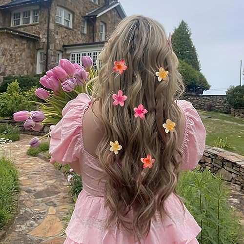 Gqlv Small Flower Hair Claw Clips 12Pcs 1.18 Cute Mini Claw Clips For Women Girls Thick Thin Hair Hawaiian Hair Decorations Birthday Gifts A