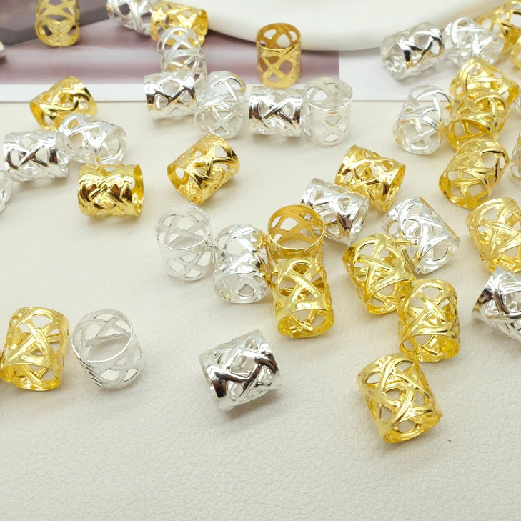 Leileixi 100Pcs Gold And Silver Dreadlock Accessories Hair Cuffs For Braids Loc Jewelry Rings Adjustable Hair Beads For Women And Girls
