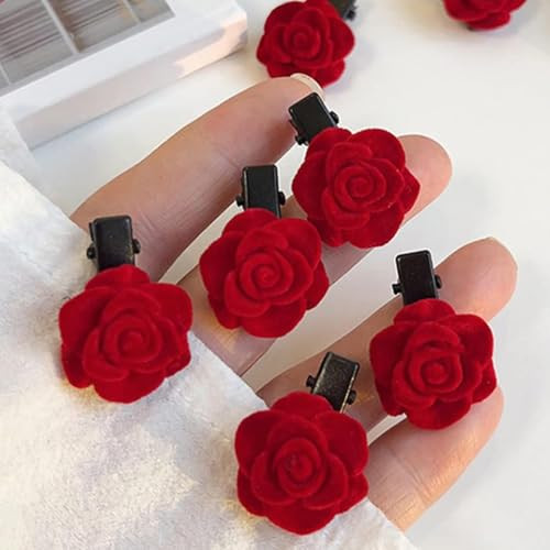Mini Rose Hair Clip For Women Girls Red Flower Hair Barrettes Headpiece Hair Vintage Hair Pins For Bridal Wedding Valentine Mother S Day