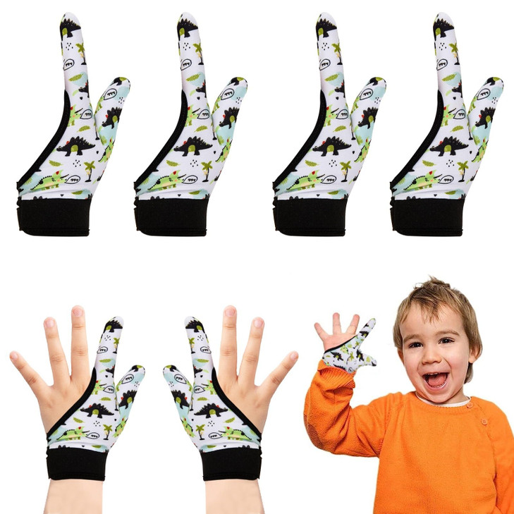Yxmeiguo 4Pcs Thumb Sucking Guard Gloves Kids Anti Thumb Sucking Glove Chewy Compression Thumb Sucking Stop Nail Biting Finger Biting Glove