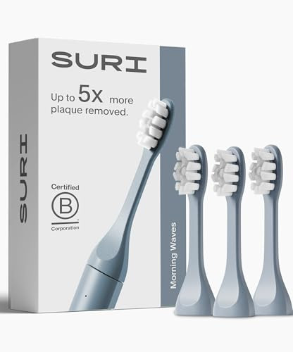 Suri Recyclable Electric Toothbrush Heads Core And Pro Compatible Long Lasting Replacement Heads Pack Of 3 Morning Waves