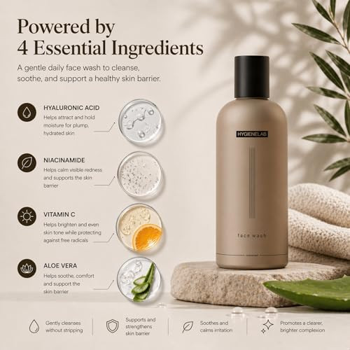 Hygienelab Face Wash Ewg Verified Gentle And Hydrating Cleanser With Aloe Niacinamide And Vitamin C Removes Dirt Without Stripping Skin 5 Fl